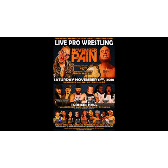 Premier November 17, 2018 "November Pain 2018" - Cleveland, OH  (Download)